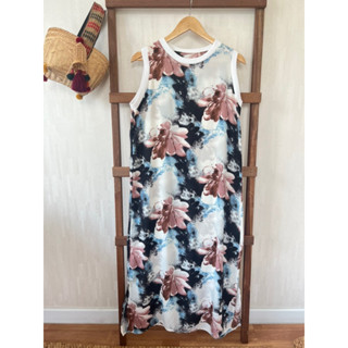 Dress cotton x แขนกุด ลายดอกน่ารัก อก 38 ยาว 48 สะโพก 40 • Code : 203(3)