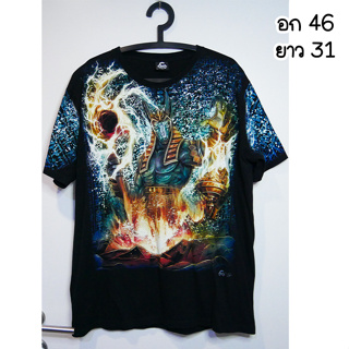 เสื้อยืด ลายอานูบิส สภาพใหม่มากๆ สกรีนOVPแน่นๆ อก 46 เสือยืดสีดำ