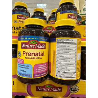 Exp:09/25 Nature Made Prenatal Folic Acid + DHA  วิตามินนำเข้าจากอเมริกา ขนาด150ซอฟเจล