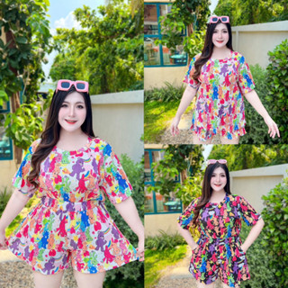🐻ชุดเซ็ท2ชิ้น เสื้อ+กางเกง ต้าวหมีCare Bears ผ้าอัดพลีท Oversize