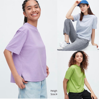 เสื้อ Uniqlo u AIRism Cotton ทรงหลวม ผู้หญิง คอกลมแขนสั้น