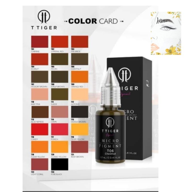 T Tiger สีสักคิ้ว สีสักปาก เนื้อน้ำและกึ่งเนื้อน้ำมัน เม็ดสีเข้มข้น ขนาด 6 ml 💥อ่านรายละเอียดสินค้าก