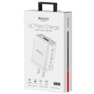 Yesido 110V-240V 3.0 Wall Adapter Plug Fast Charging 18W Usb Mobile Phone Chargers