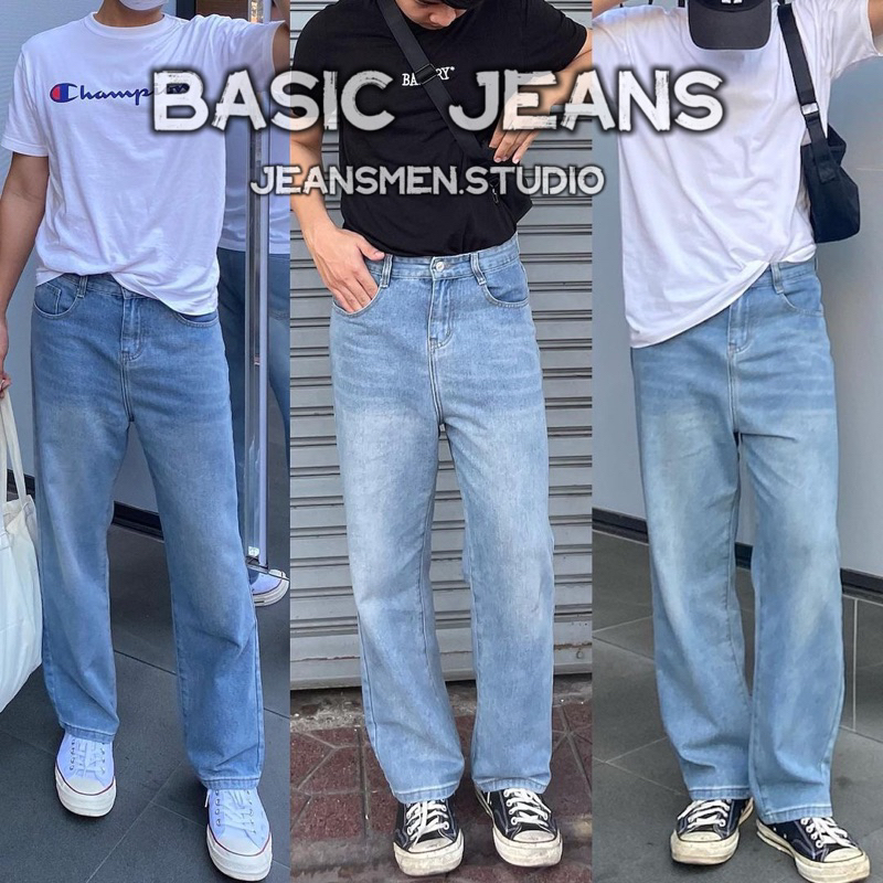 ล้างสต็อค พร้อมส่ง Basic jeans (สี Fade Blue )กางเกงยีนส์ทรงกระบอกสีเฟด ความสูงไม่เกิน 180 cm