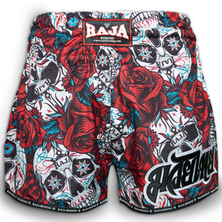 กางเกงมวย กางเกงมวยไทย กางเกงราชา ลายกะโหลกกุหลาบ Raja Boxing Gloves Skullrose