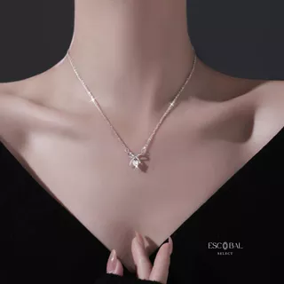 ESCOBAL พร้อมส่ง สร้อยคอเงินแท้ สร้อยเพชร Bow heart Moissaniteของขวัญให้แฟน ไม่ลอกไม่ดำ วาเลนไทน์