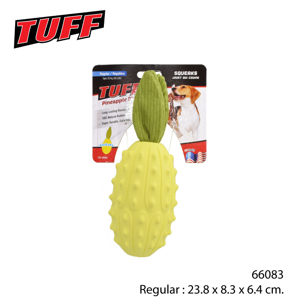 TUFF Rubber Dog Toy ของเล่นสุนัข ของเล่นยาง บีบมีเสียง ช่วยขัดฟัน สำหรับสุนัขพันธุ์กลาง-ใหญ่ (Pineapple / Carrot)
