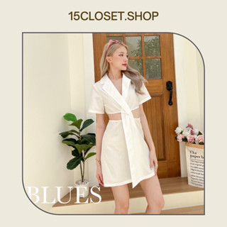 มินิเดรสแขนสั้นสีพื้นดีเทลเก๋ งานเว้าเอว
