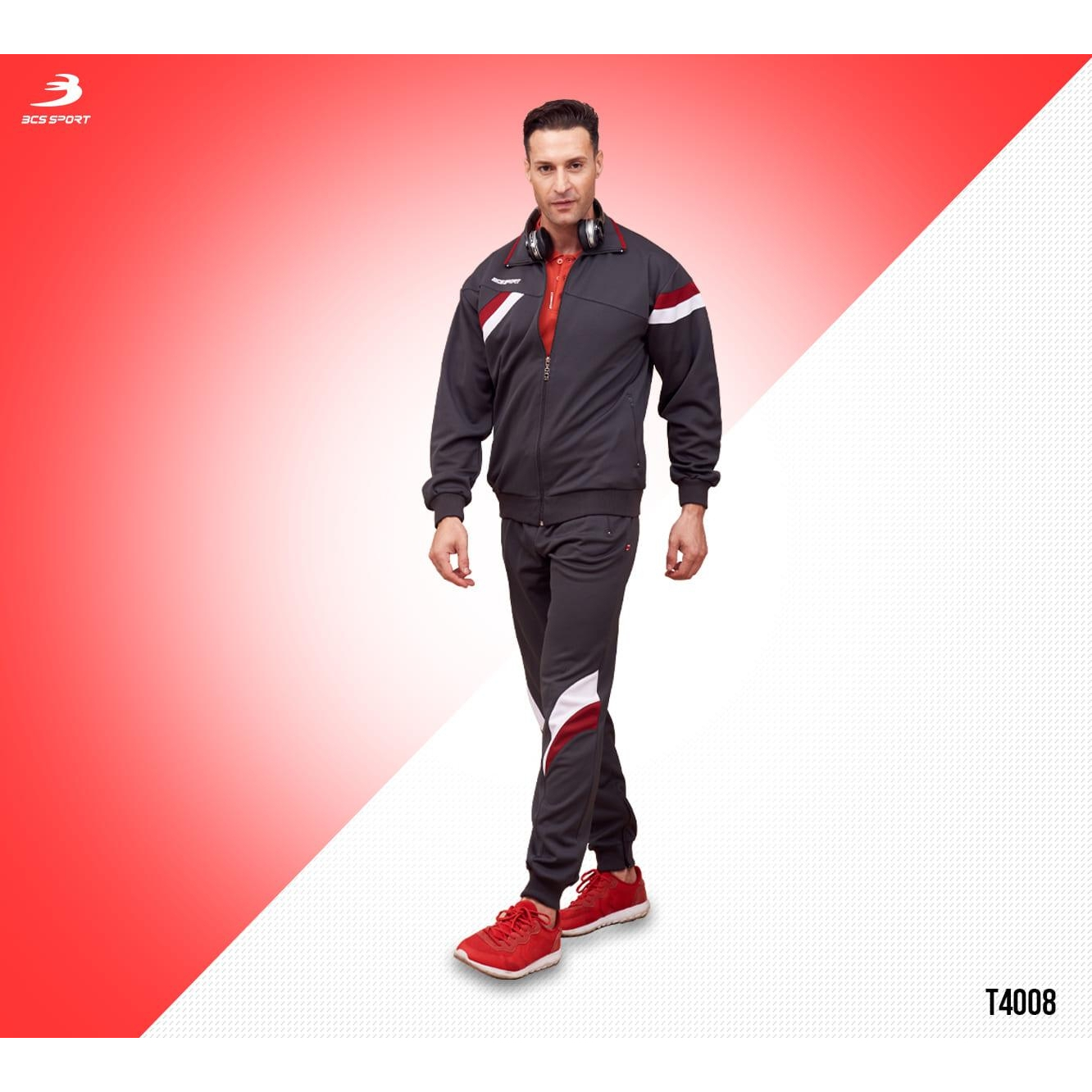 BCS SPORT กางเกงวอร์มตัดต่อลาย UNISEX รหัส T4008 เนื้อผ้า โพลีเยสเตอร์ BCS TRACKSUIT POLYESTER TROUSER - รูปที่ 6