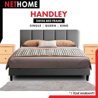 ส่งฟรี NETHOME : HANDLEY Bed Farme  เตียง เตียงนอน เตียงผ้า เตียงไม้ โครงเตียง ฐานเตียง ขนาด 3 / 3.5 / 5 / 6 ฟุต