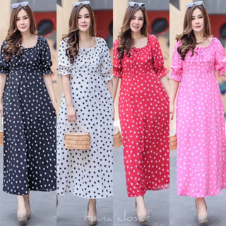 Hana เดรส Maxi dress แขนตุ๊กตา มีซิปหลัง อก 38” เอว 28-34”