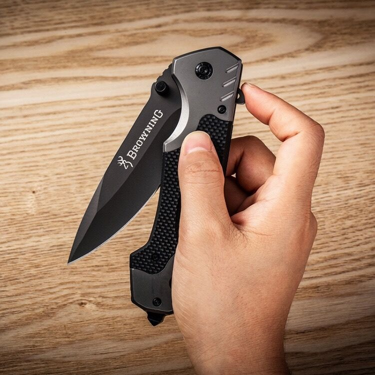BROWNING FOLDING มีดพกพา มีดเดินป่า มีดแคมป์ปิ้ง ตกปลา มีดสวย มีดปอกทุเรียน อุปกรณ์เดินป่า โลหะอย่างดีทนทาน