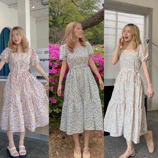 🔥พร้อมส่ง1-2วันถึง 💐 Blossom dress 💐เดรสยยาวไปทะเลลายดอกไม้ เสื้อผ้าแฟชั่นคาเฟ่สำหรับผู้หญิง