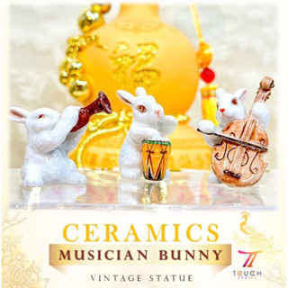 Handmade Ceramics Musician Bunny | เซรามิค วงดนตรีกระต่าย ขายเป็นซ็ตค่า (3รายการ)