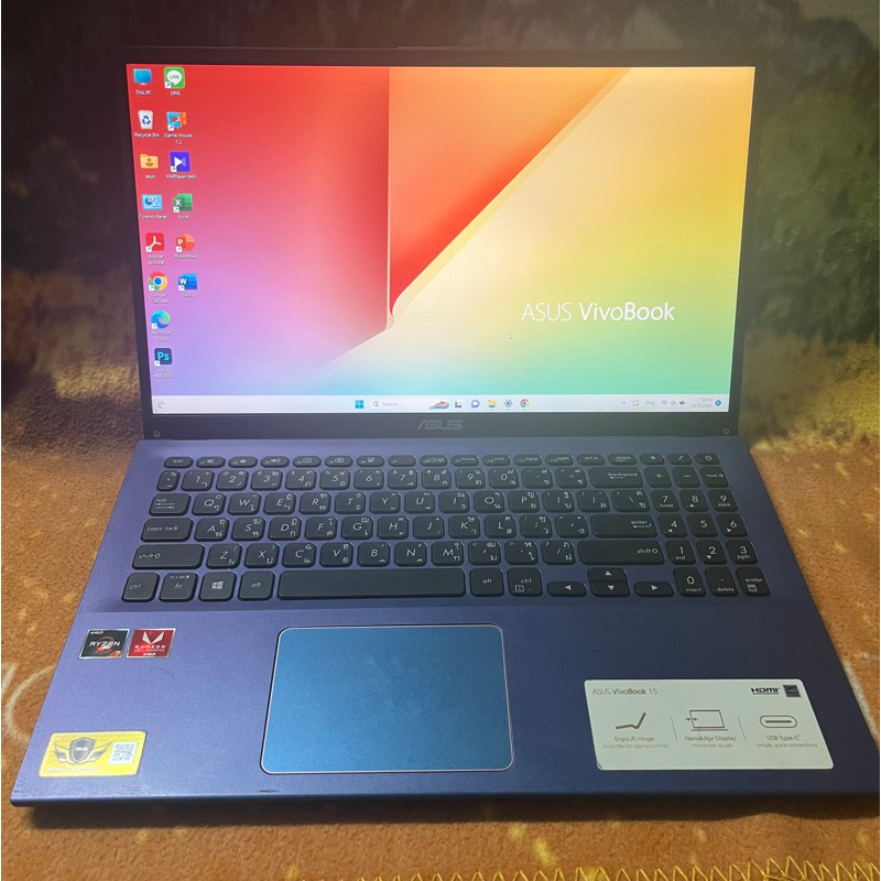 โน๊ตบุ๊คมือสอง Asus Vivobook 15 X512DA/ Ryzen7 3700U 2.30Ghz-4.00Ghz / RX Vega 10 / Ram8G / SSD 512