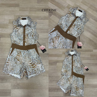 เซตเสื้อคอปกแขนกุด และกางเกง (D078) Cherish