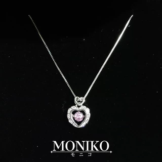 MONIKO เครื่องประดับ สร้อยคอ จี้หัวใจ ประดับเพชรเทียม เพทาย สีชมพู สําหรับผู้หญิง