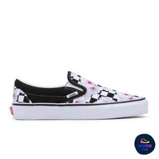 [ของแท้ ส่งฟรี จากไทย] VANS SLIP-ON - HIBISCUS CHECK BLACK