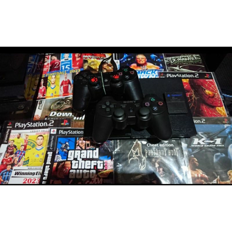 PS2 Slimรุ่น9 แถม2จอย +1เซฟ +เกมส์6แผ่นรวมบอล เล่นแผ่นก็อปไร้ท์ได้ปกติ ราคาถูกที่สุดในShopee
