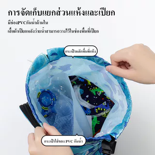 2025 กระเป๋าใส่ชุดว่ายน้ำ กระเป๋าว่ายน้ำเด็ก แยกส่วนเปียกและแห้ง กันน้ำPVC