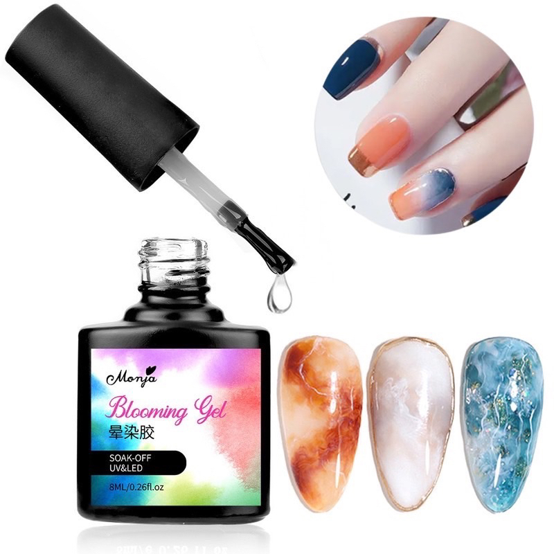 Monja น้ำยาไล่สีเจล (Blooming gel ) ช่วยทำให้สีเจลฟุ้งกระจายออกลายสวย ขนาด 8 ml.🌈 พร้อมส่งในไทย 🌈