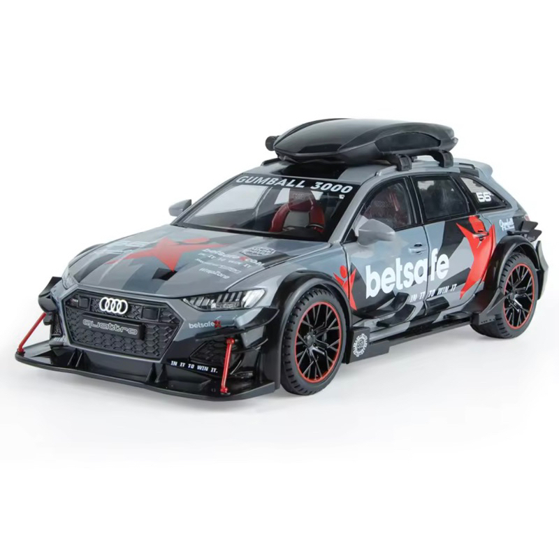 โมเดลรถAudi rs6 gumball 3000 เหล็ก สเกล1:24 มีเสียงและมีไฟ รายละเอียดสวยทั้งภายนอกและภายในเป็นงานโมเ