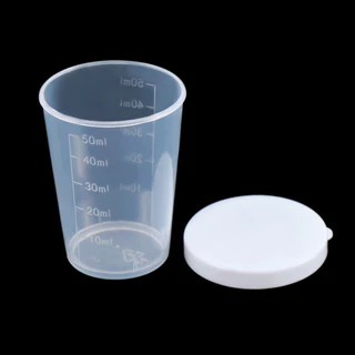 ถ้วยตวงพร้อมฝาปิด 2 ขนาด (50 ml / 100 ml) แก้วพลาสติกมีฝา - แพ็ค 12 ชิ้น