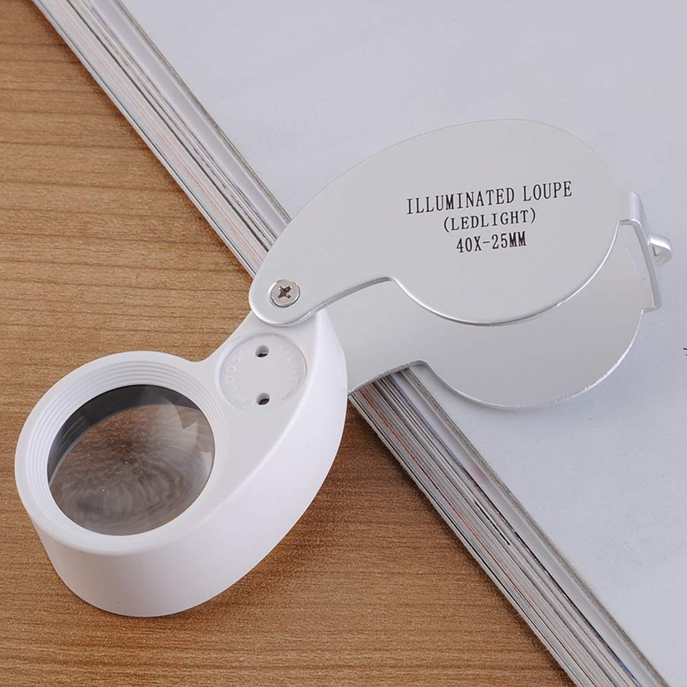 กล้องส่องพระ มีไฟ LED แว่นขยาย 40x เท่า 25mm ส่องดอกไม้ ไตรโคม