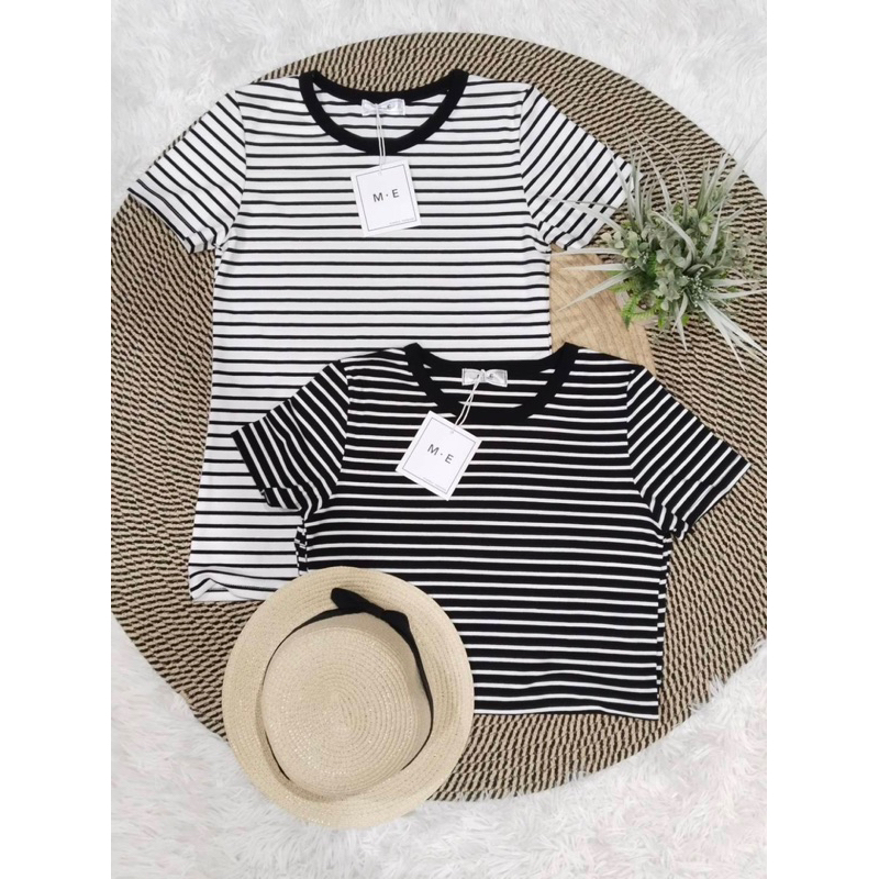 เสื้อยืดป้ายME : ลายริ้ว ขนาด เล็ก & ใหญ่ (มีSize)