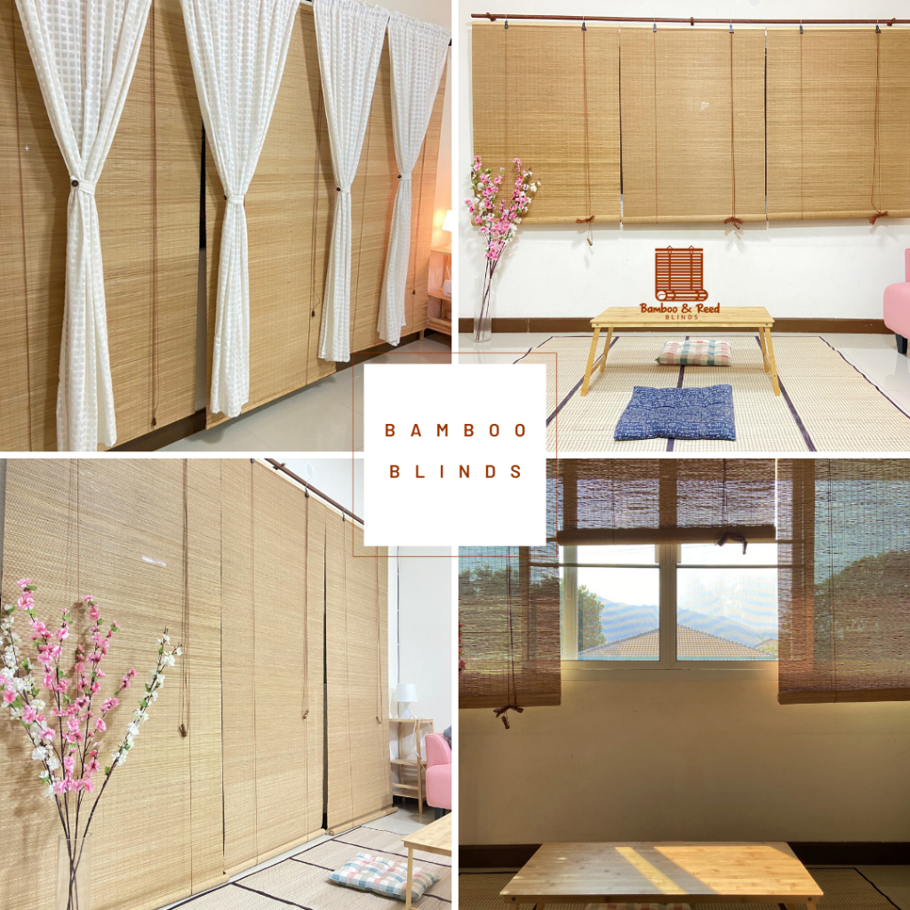 หน้ากว้าง 150 ซม. มู่ลี่ มู่ลี่ไม้ไผ่ มู่ลี่ไม้ ม่านหน้าต่าง ม่านม้วนไม้ไผ่ Bamboo Blinds Bamboo Window Shades กันแดด