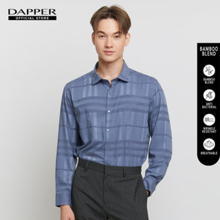 DAPPER เสื้อเชิ้ตแขนยาว BAMBOO BLEND ลายทาง Striped สีกรมท่า (BSLN1/101RB)