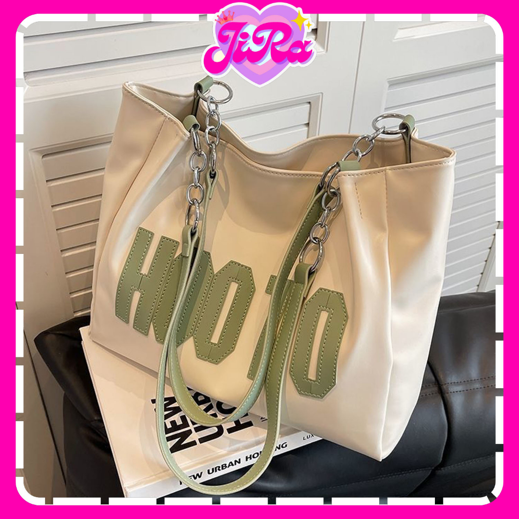 JIRA BAG กระเป๋า กระเป๋าหนังPU HOOTO ใบใหญ่ กระเป๋านักศึกษา มีซิป มี 3 สีให้เลือก
