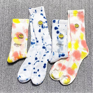 Drew House Fave One Size Socks  ถุงเท้าดูว์ ลายหน้ายิ้ม  สีพราง งานสวยมาก ผ้ายืดรักเท้าได้อย่างดี โลโก้ Drew งานปัก