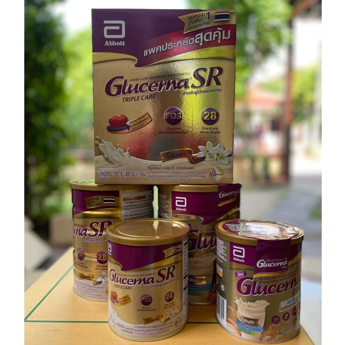 GLUCERNA กลูเซอนา อาหารเสริมสำหรับผู้ใหญ่ กลิ่นวานิลลา กลิ่นธัญพืช 380g800g1110g