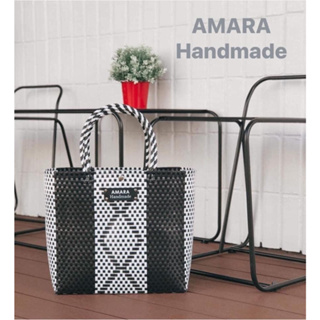 AMARA handmade กระเป๋าใบใหญ่ สไตล์เก๋ ทรงสี่เหลี่ยมจัตุรัส สีดำ