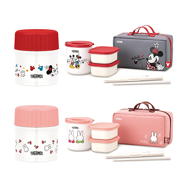 THERMOS Vacuum Insulated Soup Jar/ Lumch Box Miffy Light Pink/ Disney Black Red