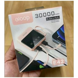 แบตสำรอง Power Bank 30000 mAh รุ่นE42 แถมซองกันน้ำ มีสายในตัว4ห้ว พักง่าย สะดวกสุด