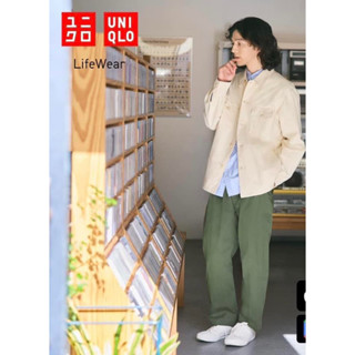 UNIQLO x cotton x M สีครีม ชาย หญิงใส่คลุมได้คะ สวยกริบ กระเป๋าหน้า 2 สีเอริทโทนสวย Code : 688(5)