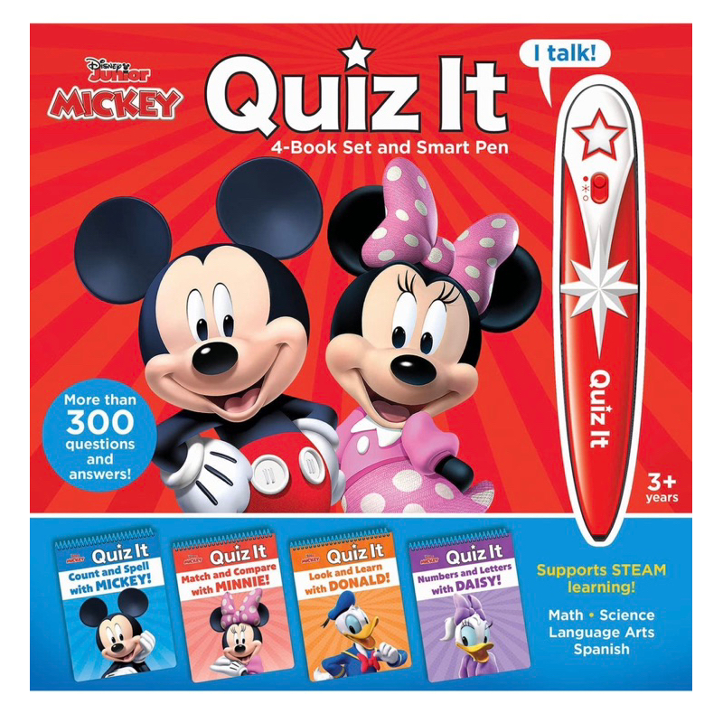 Disney Mickey Mouse and Minnnie Mouse – Quiz it Pen 4-Book Set and Talking Smart Pen – Interactive E