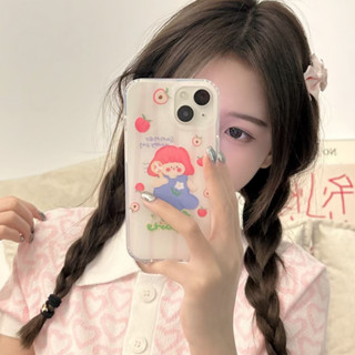 💕พร้อมส่ง💕iPhone 14 13 12 11 Pro Max เคส for เคสไอโฟน11 เรียบง่าย บางเบาพกพาง่าย การ์ตูน สาว เคสนิ่ม กันกระแทก Case