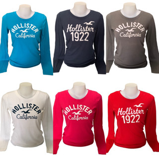 Hollister คอกลม แขนยาว สกรีน 1922 ของแท้ มือหนึ่งขอเซลล้างสต๊อก