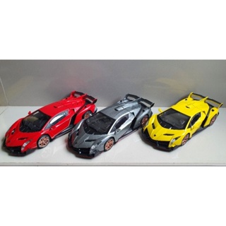 โมเดลรถเหล็ก Lamborghini Veneno 1:24 มีเสียงมีไฟ เปิดประตูได้ ยาวประมาณ 20cm