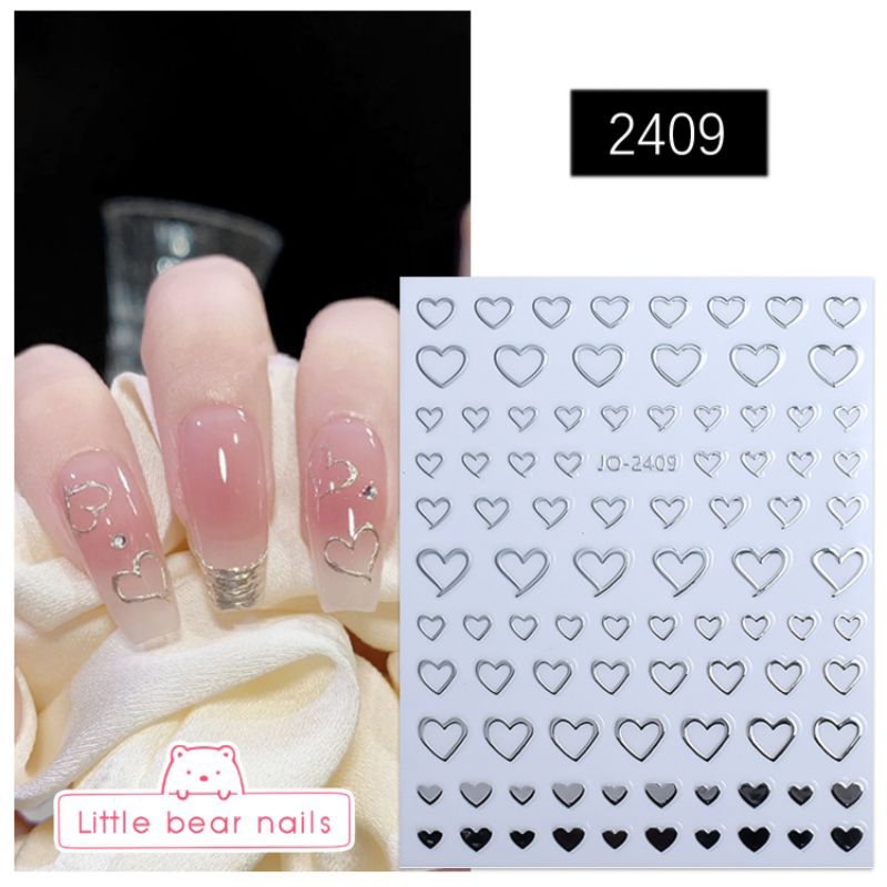 สติ๊กเกอร์ติดเล็บ สติ๊กเกอร์ สติ๊กเกอร์ตกแต่งเล็บ สีเงิน ลาย ดาว พระจันทร์ หัวใจ ไม้กางเขน - รูปที่ 5