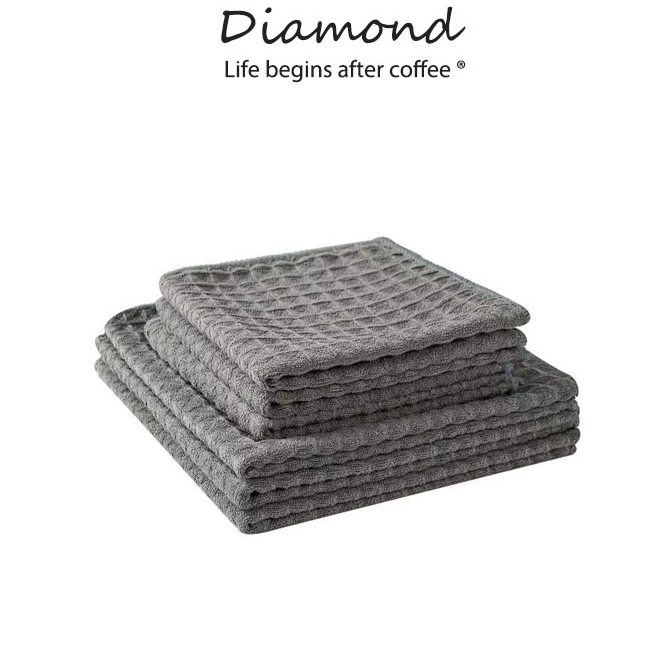 ❤ Diamond Coffeeผ้าเช็ดอุปกรณ์กาแฟ ทำความสะอาด อเนกประสงค์ ลายวาฟเฟิล สีเทาน้ำตาล ผ้าทำความสะอาดอุปกรณ์กาแฟ ผ้าขนหนูบาร์