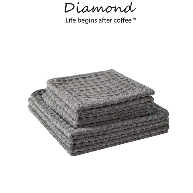 ❤ Diamond Coffeeผ้าเช็ดอุปกรณ์กาแฟ ทำความสะอาด อเนกประสงค์ ลายวาฟเฟิล สีเทาน้ำตาล ผ้าทำความสะอาดอุปกรณ์กาแฟ ผ้าขนหนูบาร์