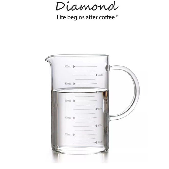 ❤ Diamond Coffee ถ้วยตวงแก้ว 350 มล.มีสเกล ทนร้อน เข้าไมโครเวฟได้ แก้วตวง ขนาด ขนาดใหญ่  ทนต่ออุณหภูมิสูง