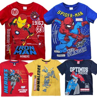 เสื้อยืดเด็กลิขสิทธิ์แท้💯%  เสื้อยืดเด็กผู้ชายลายสไปเดอร์แมน บัฟเบอร์บี ฮัค กัปตันอเมริกา แบทแมน  พร้อมส่งค่ะ