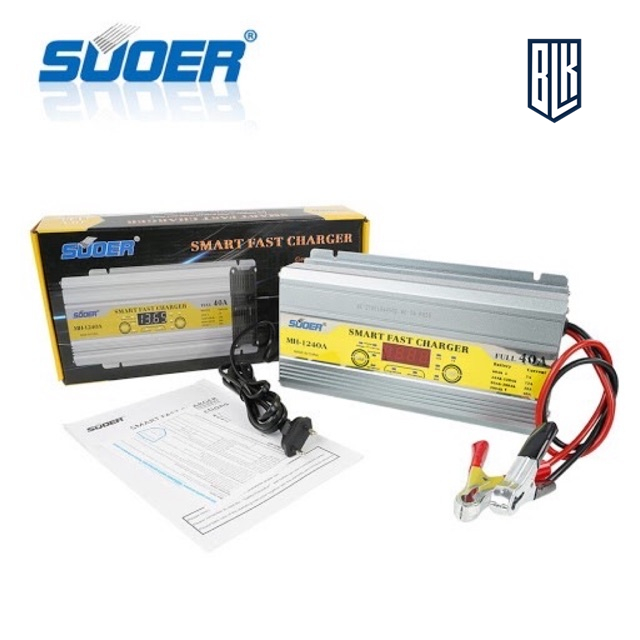 SUOER MH-1240A MH-1210A เครื่องชาร์จ 12V ขนาด 40A พร้อมฟังก์ชันเริ่มกระโดด ( เครื่องชาร์จแบตเตอรี่ )