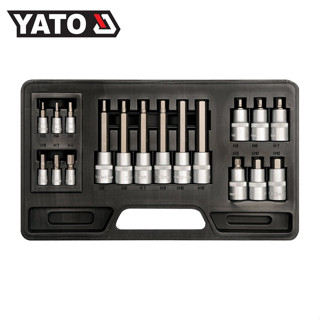 YATO YT-7752 ชุดลูกบล็อก - เดือยโผล่ 6 เหลี่ยม 1/4" &amp; 1/2" 18 ตัวชุด (H3 - H12)