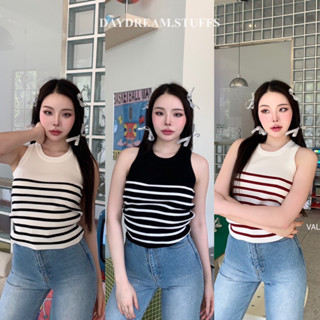 💫พร้อมส่ง💫ZR Basic knit tank top • เสื้อ ไหมพรม แขนกุด ทรงเว้าสวย ลายริ้ว เนื้อผ้าทอหนานุ่ม ใส่สบาย ผ้าหนากำลังดี valen